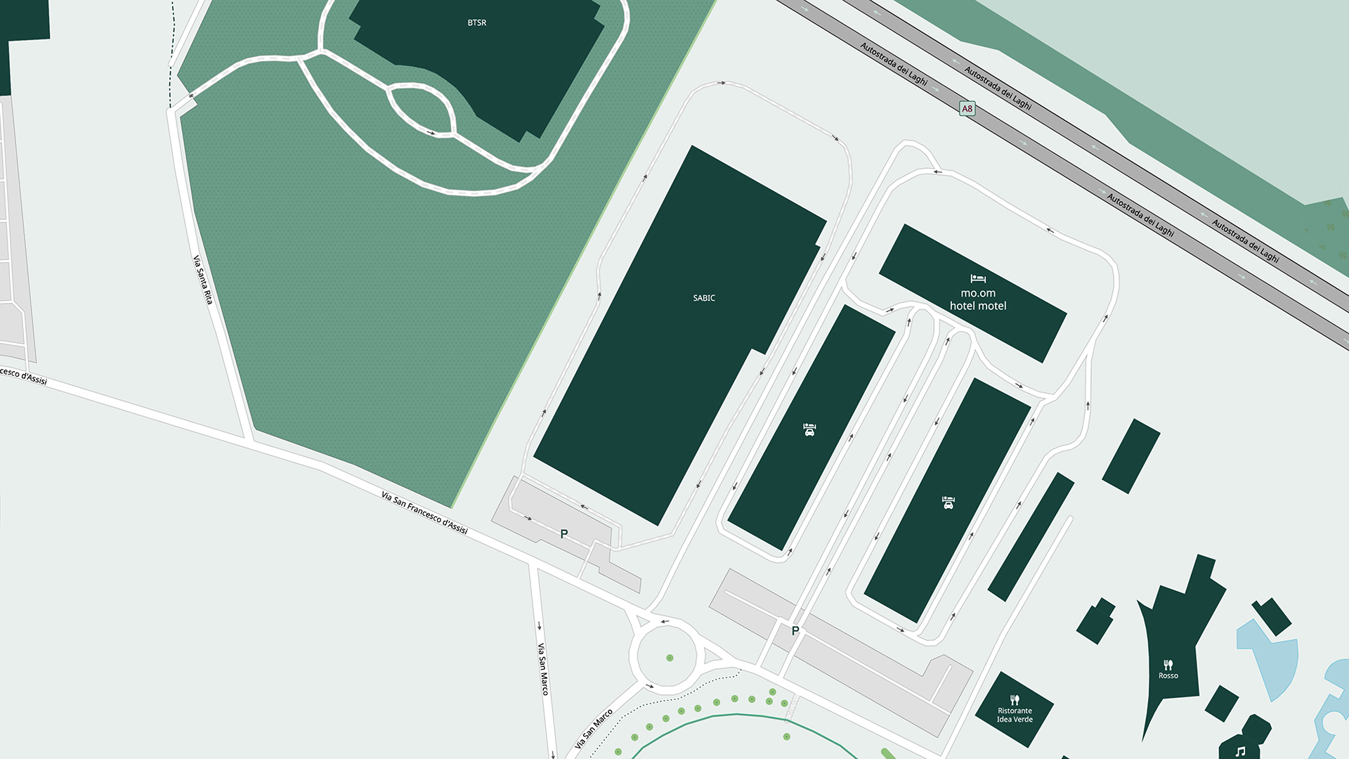 Mappa del MOOM Hotel con la posizione della struttura e dei dintorni